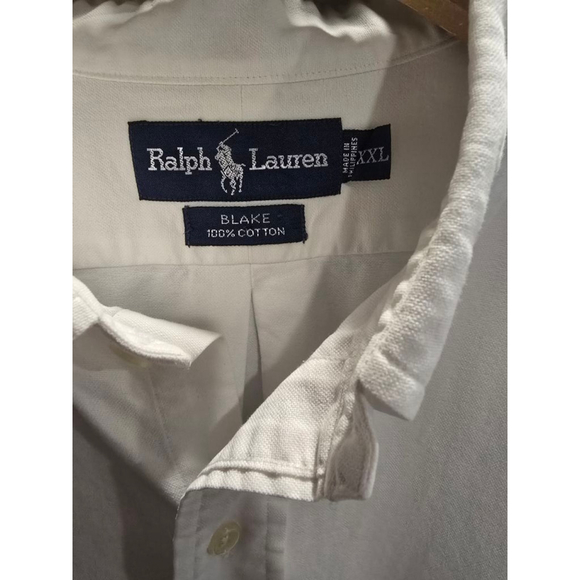 Men's Ralph Lauren White Casual Button Down Shirt XXL with Brown Logo - Picture 4 of 5
